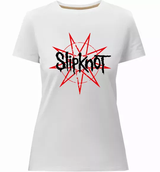 Женская премиум футболка Slipknot Белый фото