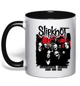 Чашка з кольоровою ручкою Slipknot Subliminal verses Чорний фото