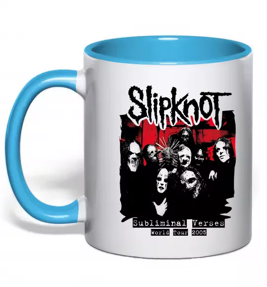 Чашка с цветной ручкой Slipknot Subliminal verses Голубой фото