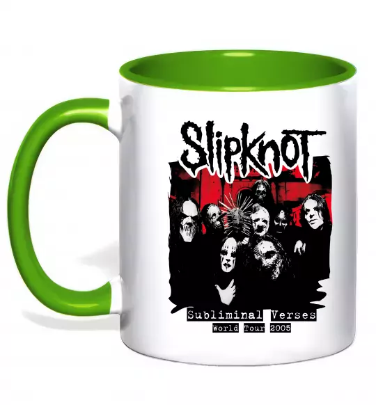 Чашка с цветной ручкой Slipknot Subliminal verses Зеленый фото