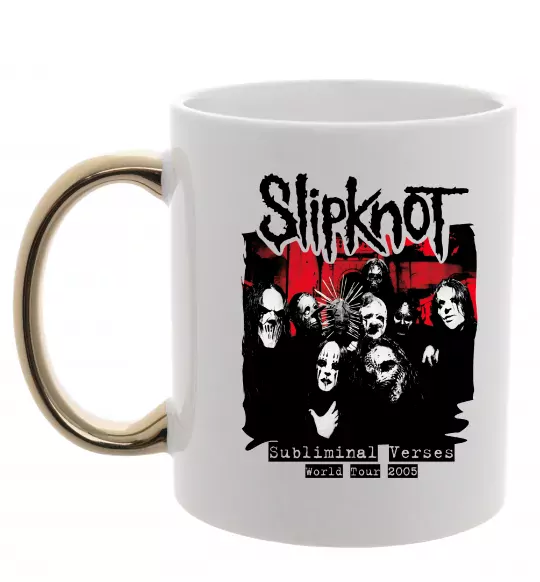 Чашка с цветной ручкой Slipknot Subliminal verses Золото фото