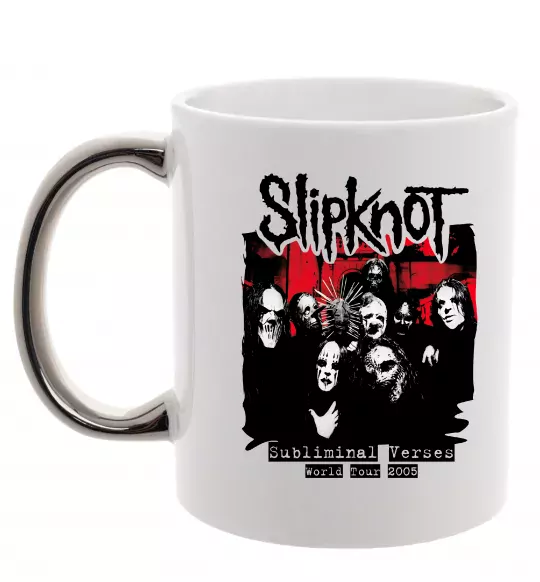 Чашка с цветной ручкой Slipknot Subliminal verses Серебро фото