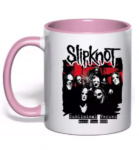 Чашка с цветной ручкой Slipknot Subliminal verses Нежно розовый фото