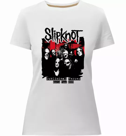 Жіноча преміум футболка Slipknot Subliminal verses Білий фото