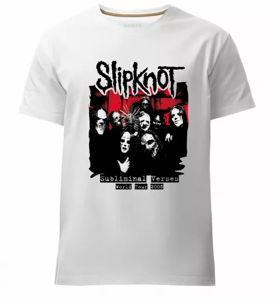 Чоловіча преміум футболка Slipknot Subliminal verses Білий фото