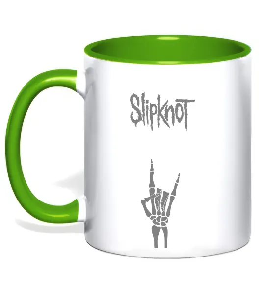 Чашка з кольоровою ручкою Slipknot rock Лаймовий фото