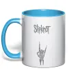 Чашка з кольоровою ручкою Slipknot rock Блакитний фото