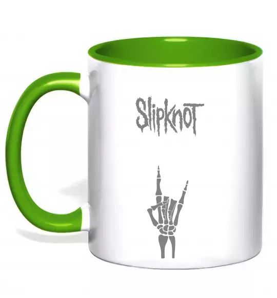Чашка з кольоровою ручкою Slipknot rock Зелений фото