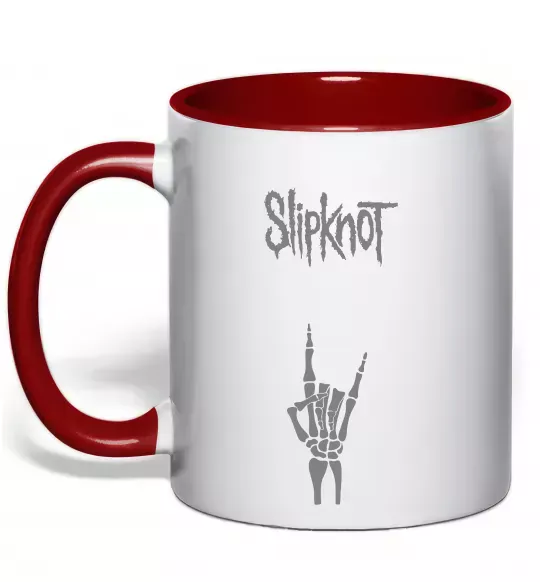 Чашка з кольоровою ручкою Slipknot rock Червоний фото