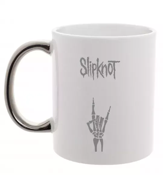 Чашка з кольоровою ручкою Slipknot rock Срібло фото