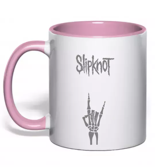 Чашка з кольоровою ручкою Slipknot rock Ніжно рожевий фото