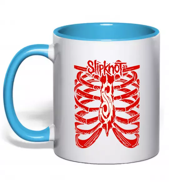 Чашка з кольоровою ручкою Slipknot ribs Блакитний фото