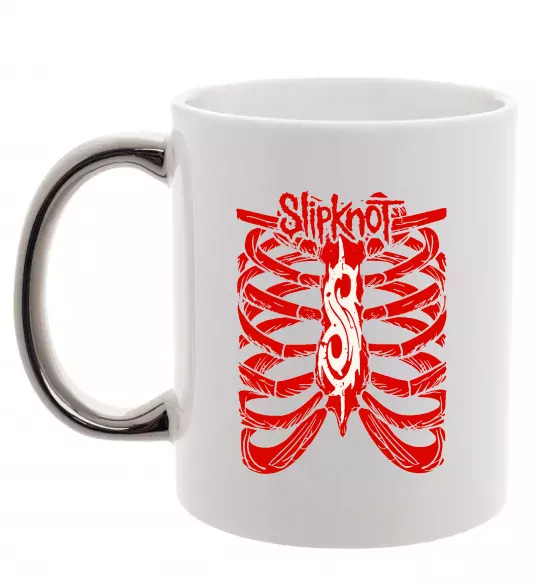 Чашка з кольоровою ручкою Slipknot ribs Срібло фото