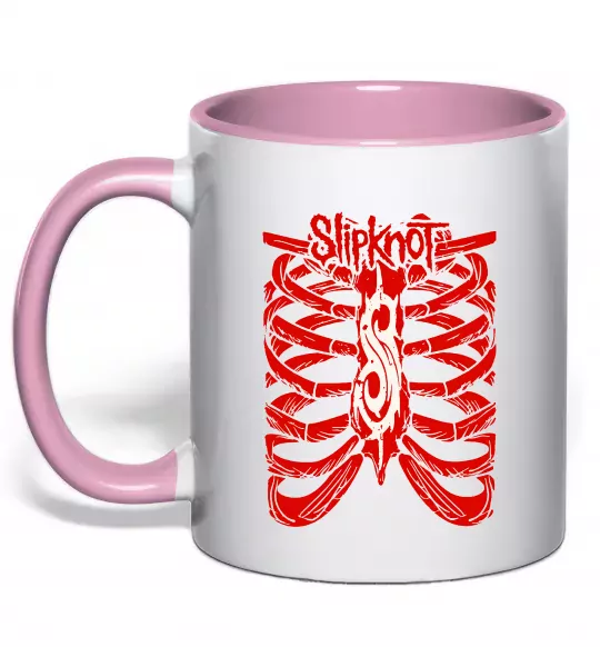 Чашка з кольоровою ручкою Slipknot ribs Ніжно рожевий фото