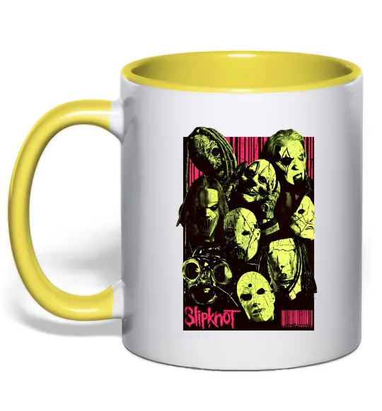 Чашка з кольоровою ручкою Slipknot poster Лимонний фото