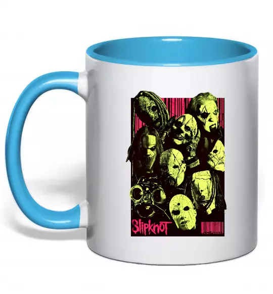 Чашка с цветной ручкой Slipknot poster Голубой фото
