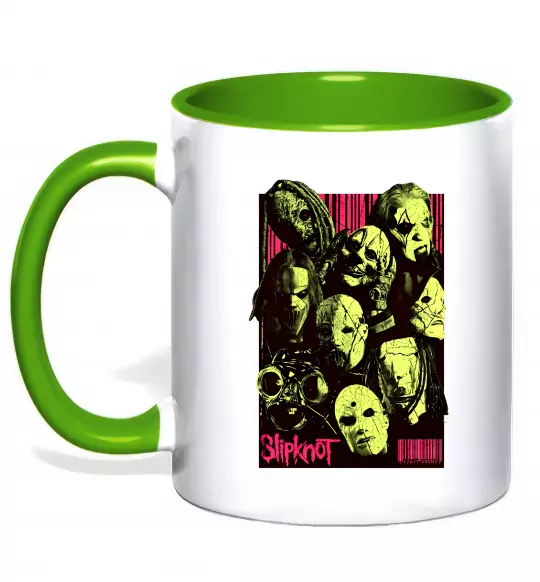 Чашка с цветной ручкой Slipknot poster Зеленый фото