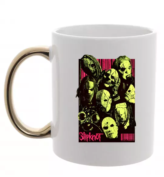 Чашка с цветной ручкой Slipknot poster Золото фото