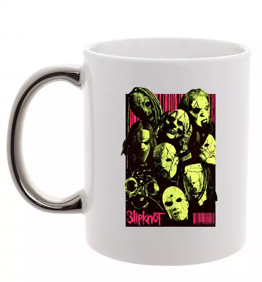 Чашка с цветной ручкой Slipknot poster Серебро фото