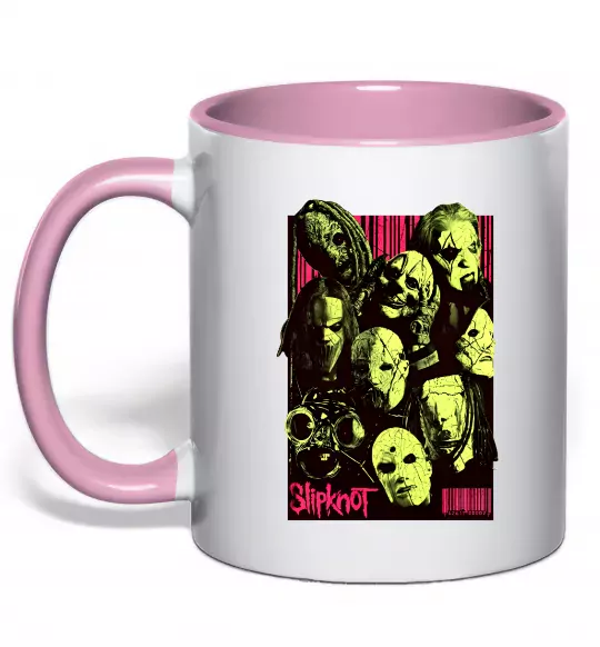 Чашка с цветной ручкой Slipknot poster Нежно розовый фото