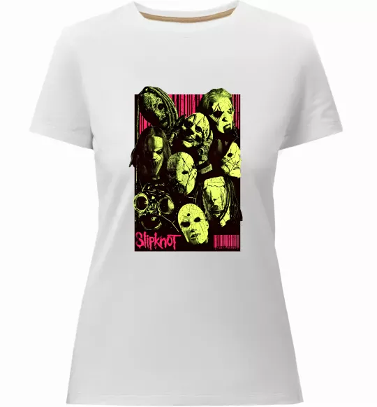 Женская премиум футболка Slipknot poster Белый фото