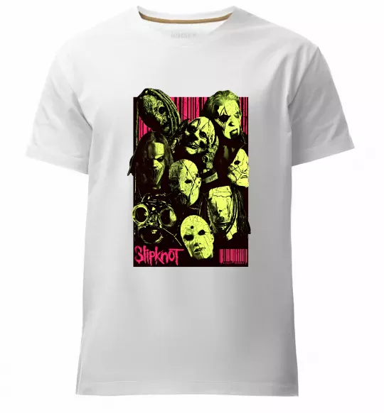 Чоловіча преміум футболка Slipknot poster Білий фото