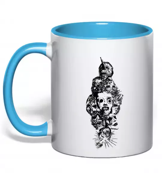 Чашка з кольоровою ручкою Slipknot members Блакитний фото