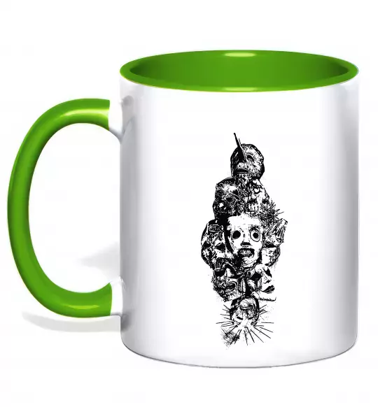 Чашка з кольоровою ручкою Slipknot members Зелений фото