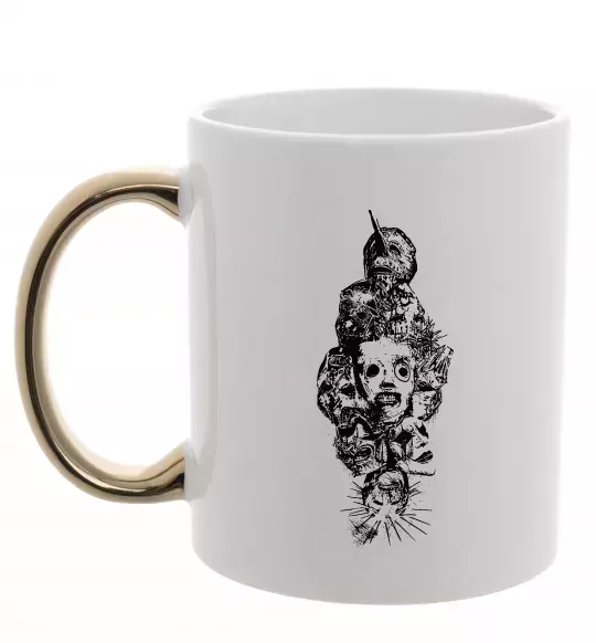 Чашка з кольоровою ручкою Slipknot members Золото фото