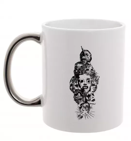 Чашка з кольоровою ручкою Slipknot members Срібло фото