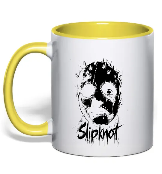 Чашка с цветной ручкой Slipknot Mask Лимонный фото