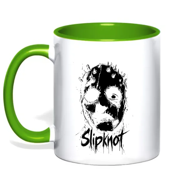 Чашка с цветной ручкой Slipknot Mask Лаймовый фото