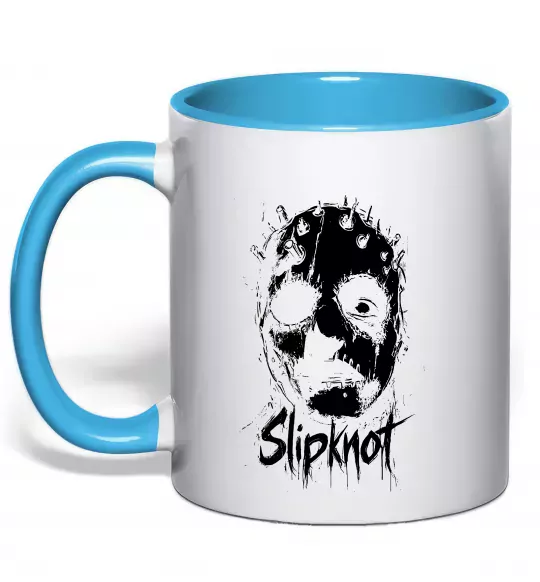 Чашка с цветной ручкой Slipknot Mask Голубой фото