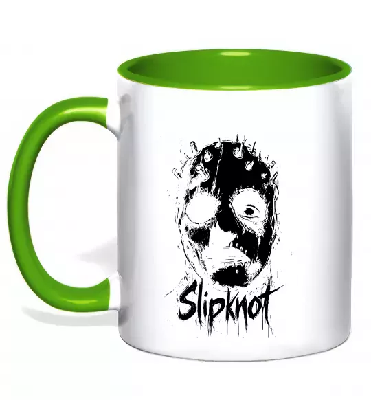Чашка с цветной ручкой Slipknot Mask Зеленый фото