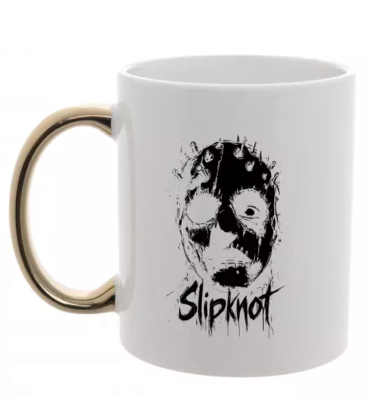 Чашка с цветной ручкой Slipknot Mask Золото фото
