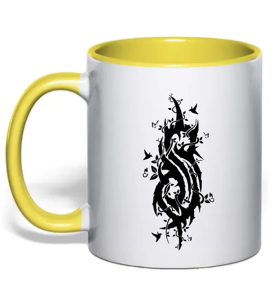 Чашка с цветной ручкой Slipknot logo nature Лимонный фото