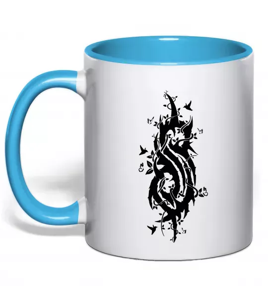 Чашка с цветной ручкой Slipknot logo nature Голубой фото