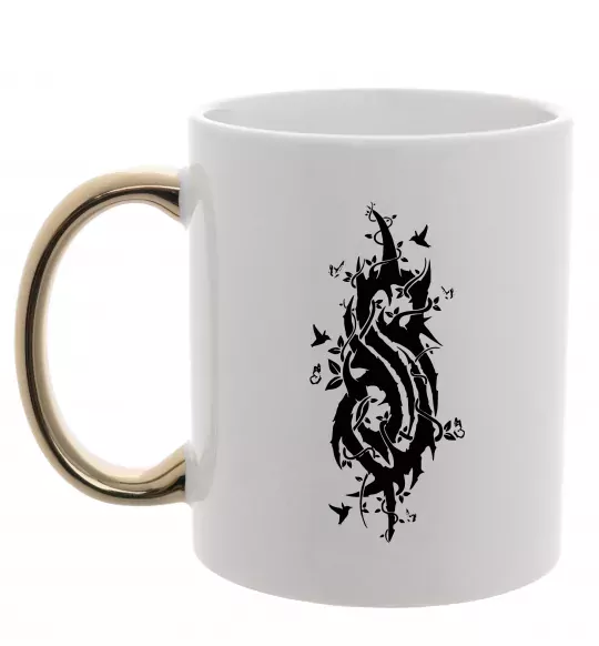 Чашка с цветной ручкой Slipknot logo nature Золото фото