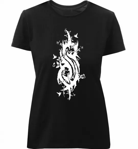Женская премиум футболка Slipknot logo nature Черный фото