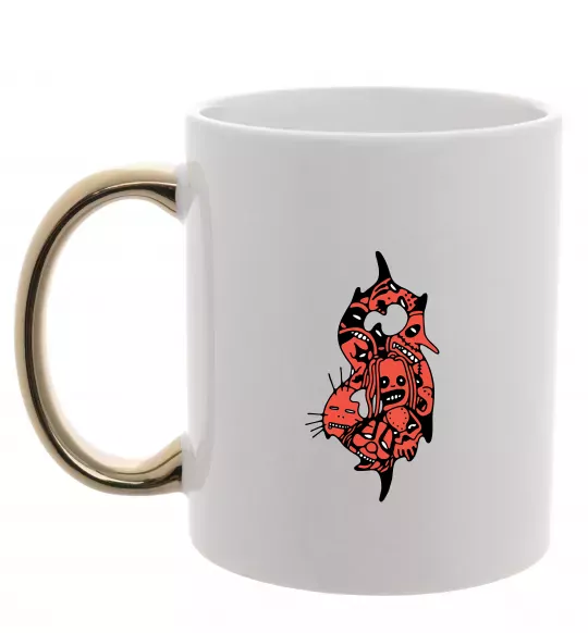 Чашка с цветной ручкой Slipknot logo art Золото фото