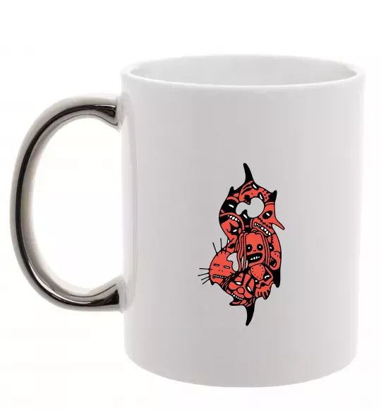 Чашка с цветной ручкой Slipknot logo art Серебро фото