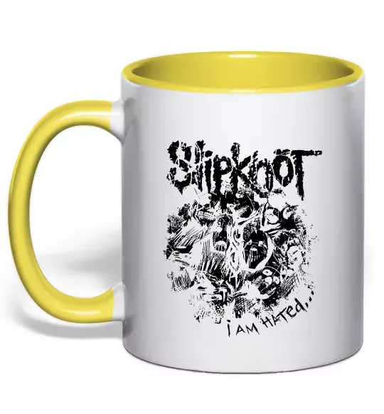 Чашка з кольоровою ручкою Slipknot I am hated Сонячно жовтий фото