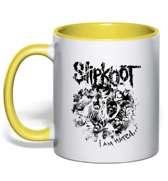 Чашка с цветной ручкой Slipknot I am hated Лимонный фото
