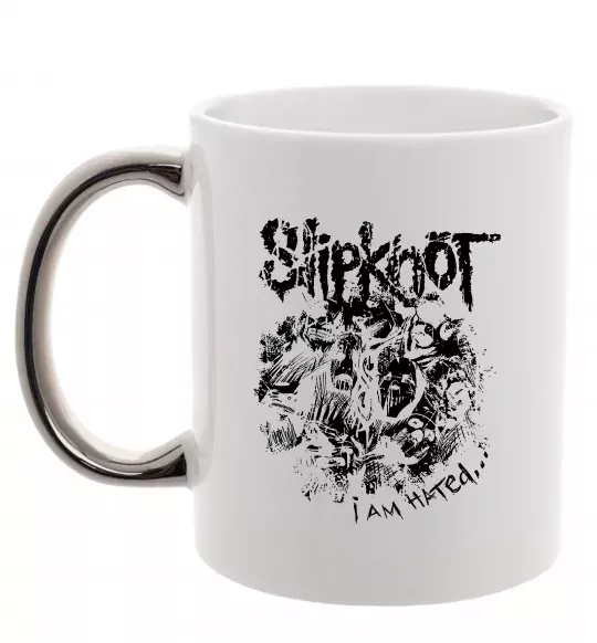 Чашка з кольоровою ручкою Slipknot I am hated Срібло фото