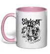 Чашка з кольоровою ручкою Slipknot I am hated Ніжно рожевий фото