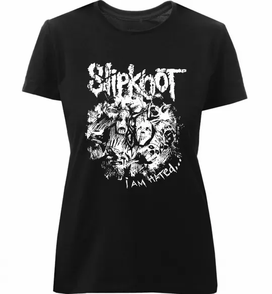 Женская премиум футболка Slipknot I am hated Черный фото