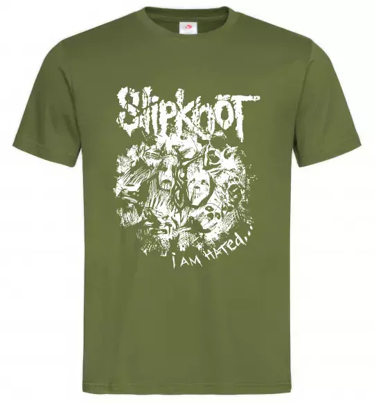 Мужская футболка Slipknot I am hated Оливковый фото