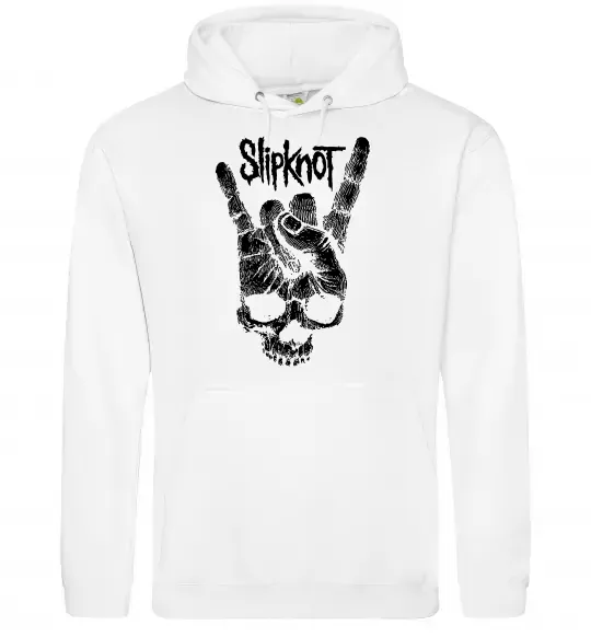 Чоловіча толстовка (худі) Slipknot hand skull Білий фото