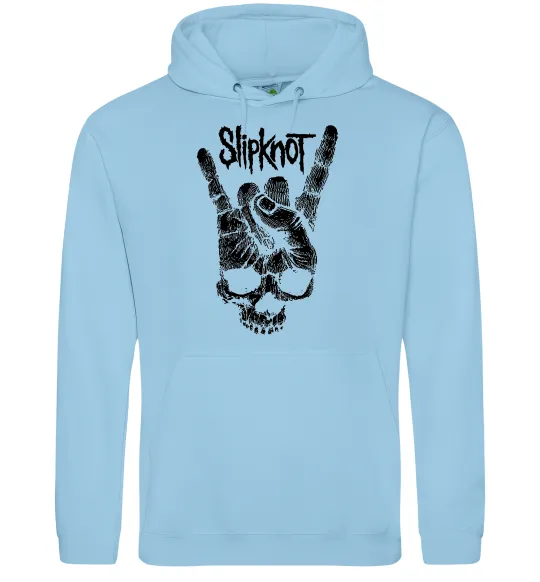 Мужская толстовка (худи) Slipknot hand skull Голубой фото