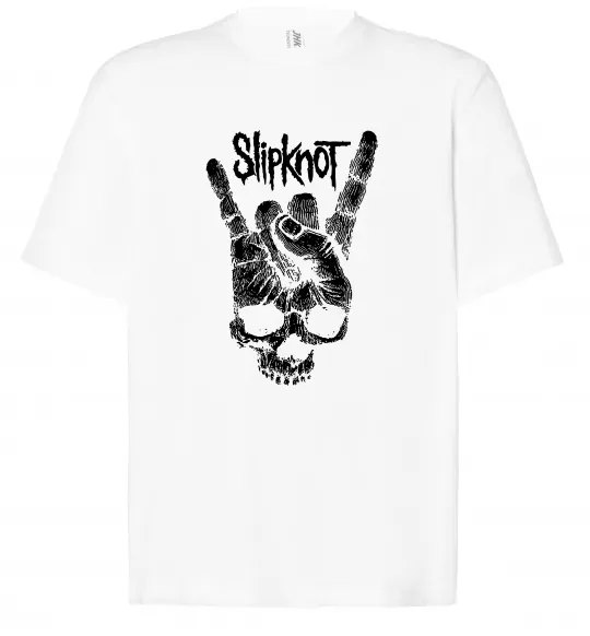 Футболка Оверсайз Slipknot hand skull Білий фото